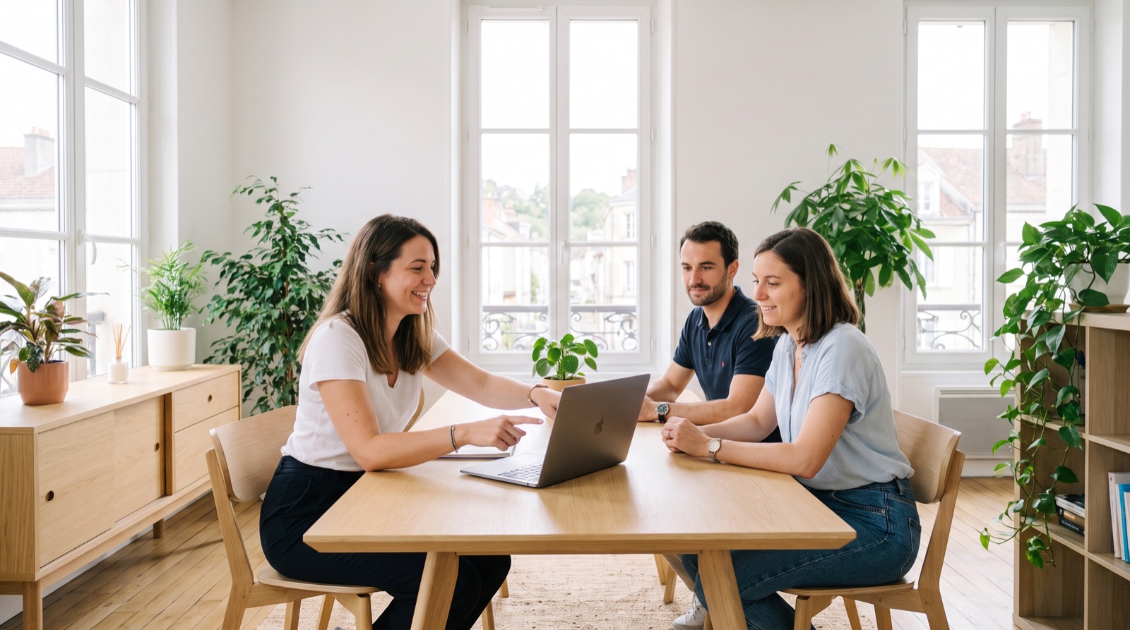Équipe d'une petite entreprise au travail dans un bureau lumineux